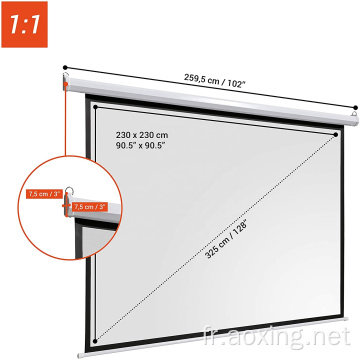 240x240cm 150 Écran de projecteur de plafond de théâtre de cinéma cinéma